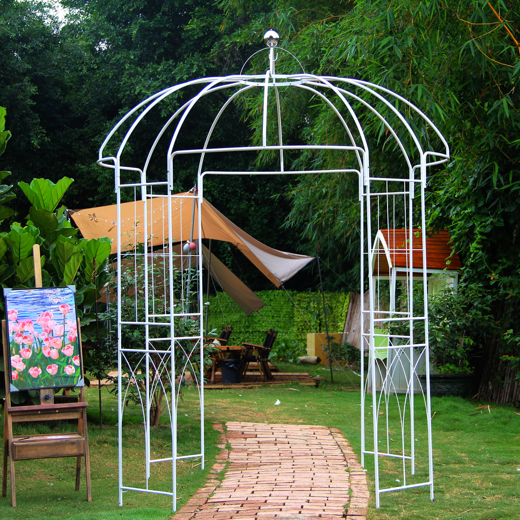 SCENDOR Garden Arches Arbors Metal Gazebo White Durable Iron Trellis